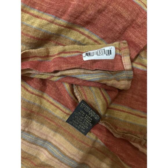 Bugatchi Uomo Striped Linen Shirt Orange Yellow Button Up Beach Party Mens L - Picture 6 of 8